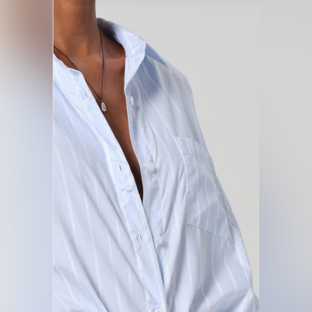 Citizens Of Humanity Light Blue & White Striped Button-Down Shirt - Picture 4 of 7